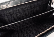 Lady Dior Black trifold long
wallet, silver hardware, patent leather