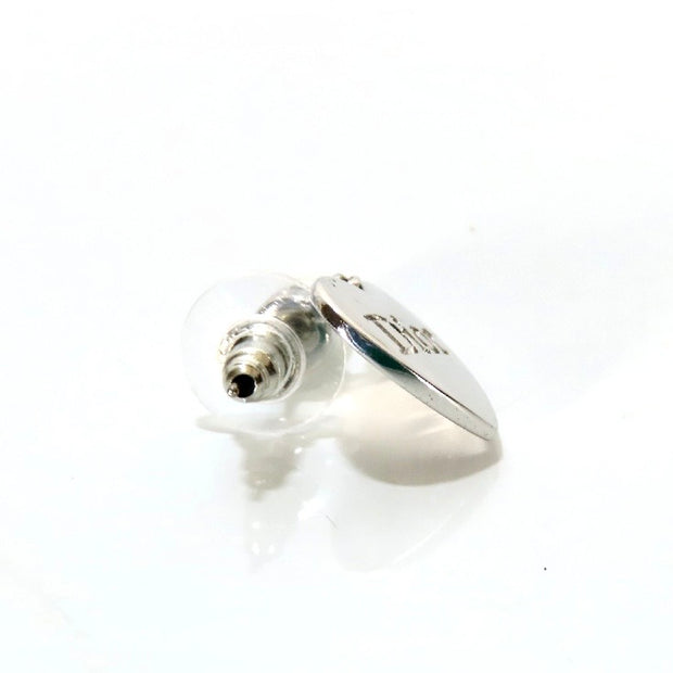 Christian Dior silver heart and pearls logo stud earrings