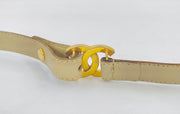Vintage Chanel beige and gold hardware double CC logo belt