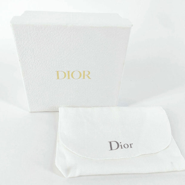 Lady Dior dark blue / grey bifold compact wallet, gold hardware, patent leather