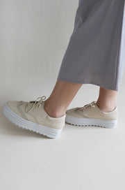 Whitney Leather Sneakers (Beige) - Our Daily Avenue