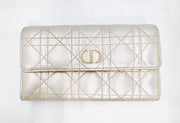 Christian Dior iridescent silver gold hardware caro orchard 30 Montaigne flap long wallet