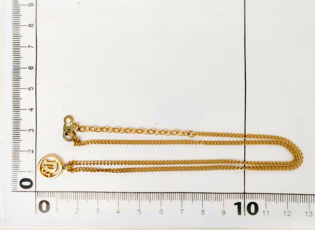 Christian Dior gold round logo chain adjustable necklace