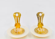 Vintage Chanel cc logo and pearl gold clip on earrings