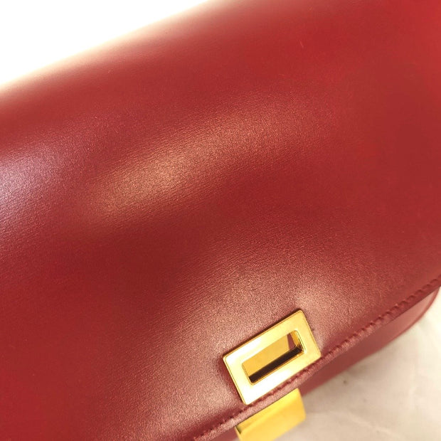 Celine classic medium smooth leather box bag, red and gold hardware