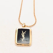 YSL pendant chain necklace, gold / black logo