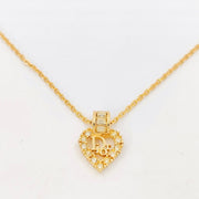 Christian Dior gold and crystals heart logo pendant necklace