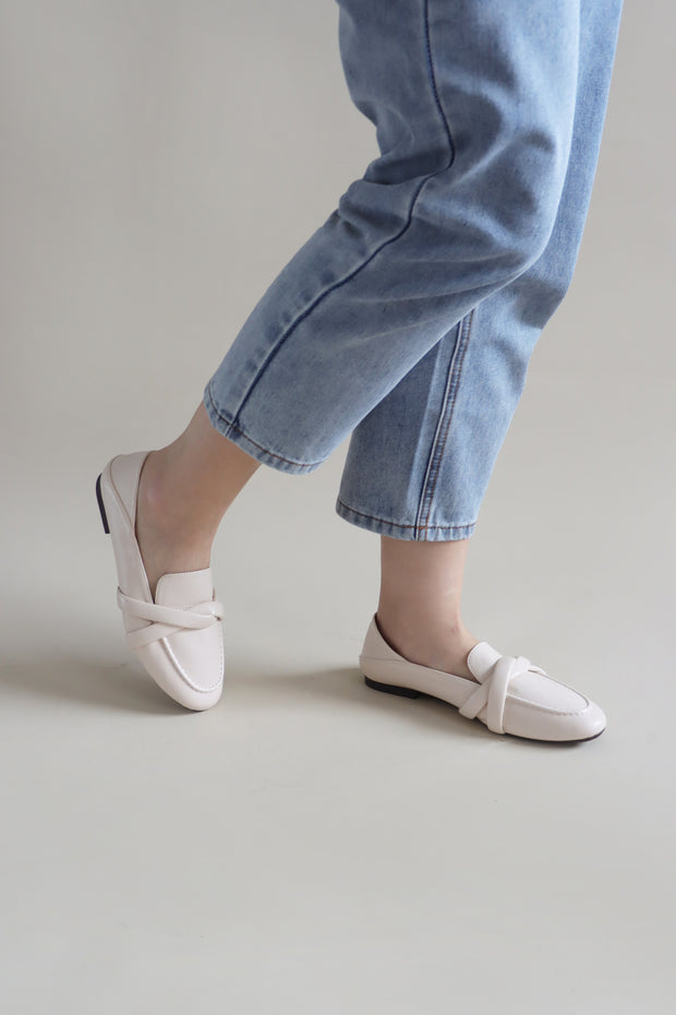 Esme Twisted Loafers (Off White) - Our Daily Avenue