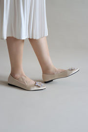 Pamela Satin Flats (Champagne) - Our Daily Avenue