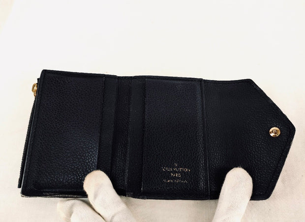 Louis Vuitton LV Monogram Empreinte black gold hardware Zoe trifold compact flap Wallet