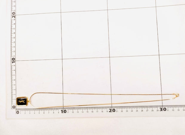 YSL pendant chain necklace, gold / black logo