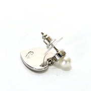 Christian Dior silver heart and pearls logo stud earrings