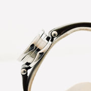 Bvlgari B.zero 1 quartz black round dial olive green leather strap watch