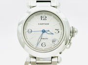 Vintage Cartier pasha de Cartier automatic stainless steel white dial watch