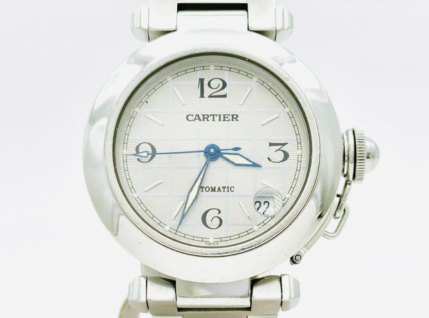 Vintage Cartier pasha de Cartier automatic stainless steel white dial watch