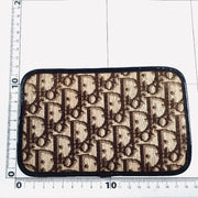 Christian Dior brown and gold hardware oblique monogram logo flat zip pouch