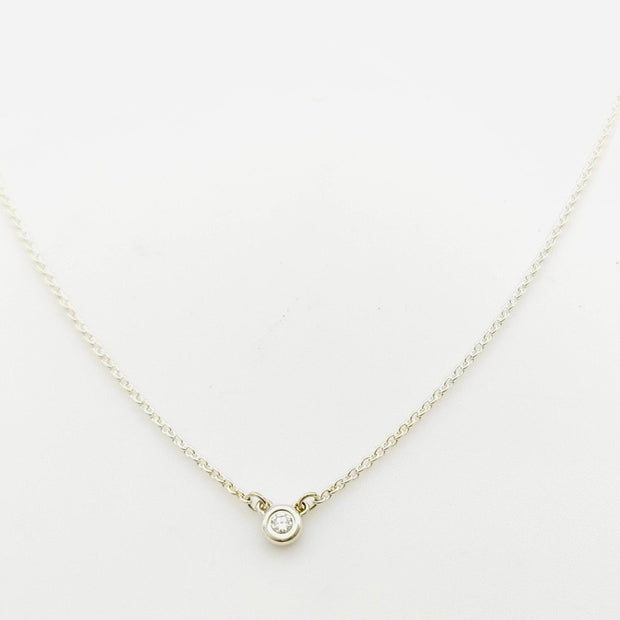 Tiffany Elsa Peretti 925 sterling silver and diamond by the yard pendant necklace