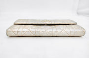 Christian Dior iridescent silver gold hardware caro orchard 30 Montaigne flap long wallet