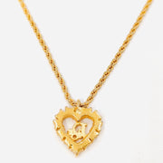 Christian Dior adjustable heart logo pendant necklace in gold and crystals