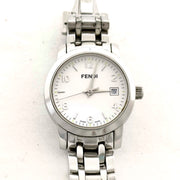 Fendi quartz monogram bracelet white round dial watch