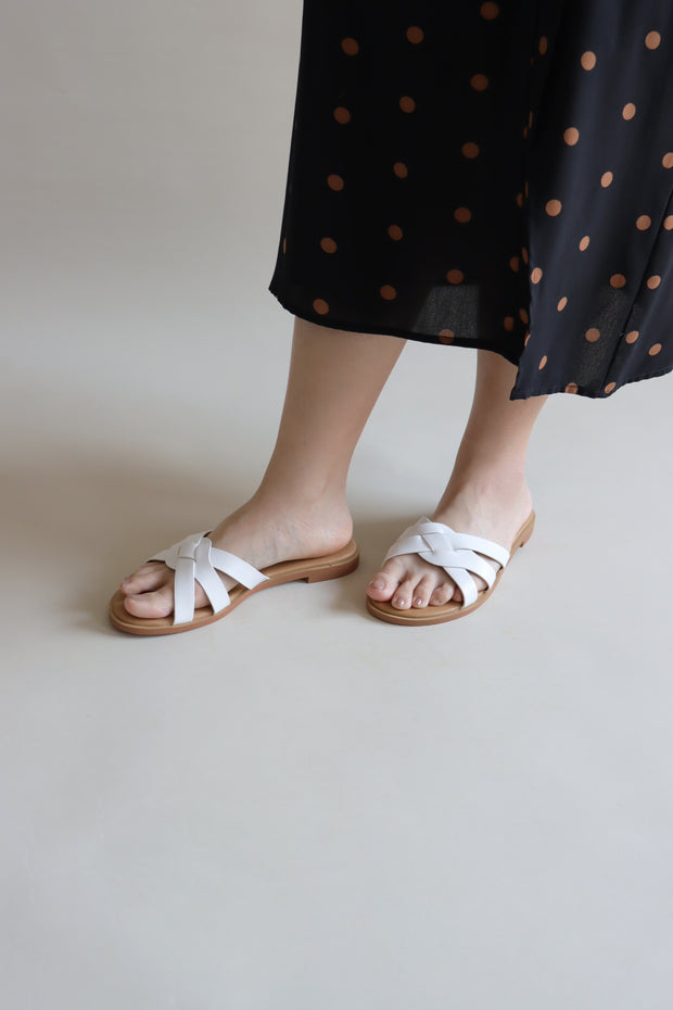 [Exclusive] Lena Intertwining Sliders (White) - Our Daily Avenue