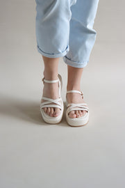 Wallis Flatform Sandals (Oat Milk) - Our Daily Avenue