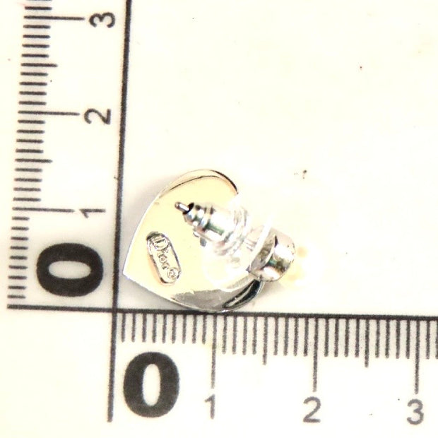 Christian Dior silver heart and pearls logo stud earrings