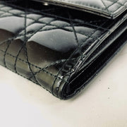 Lady Dior Black bifold Compact wallet, silver hardware, patent leather