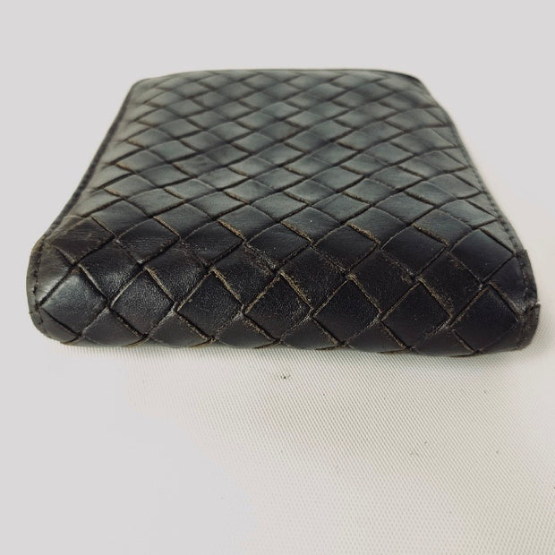 Bottega Veneta dark brown compact bifold wallet