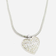 Christian Dior vintage adjustable silver crystals heart logo pendant necklace