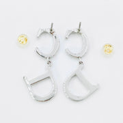 Christian Dior silver giant logo stud dangling earrings