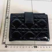 Lady Dior Black bifold Compact wallet, silver hardware, patent leather