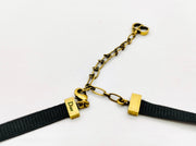Dior Jadior aged gold hardware logo black choker necklace