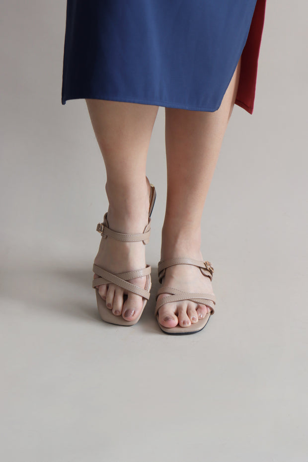 Perline Criss Cross Sandals (Nude) - Our Daily Avenue