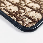 Christian Dior brown and gold hardware oblique monogram logo flat zip pouch