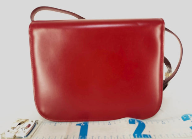 Celine classic medium smooth leather box bag, red and gold hardware