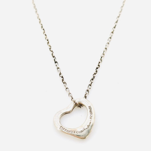 Tiffany & Co. Elsa peretti 925 sterling silver open heart 1cm pendant necklace
