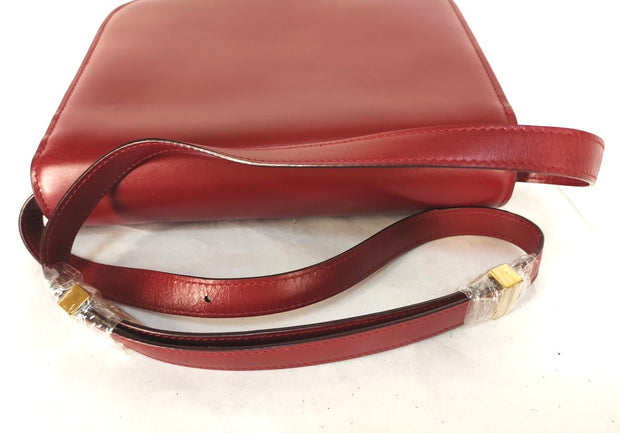Celine classic medium smooth leather box bag, red and gold hardware