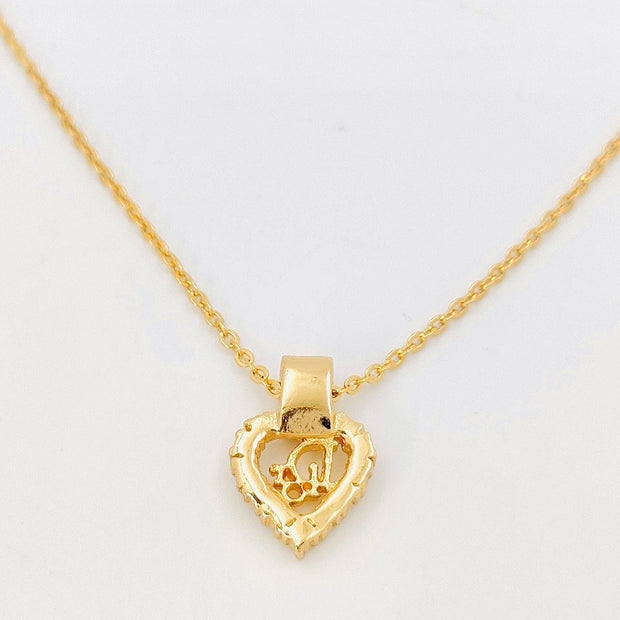 Christian Dior gold and crystals heart logo pendant necklace