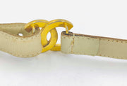 Vintage Chanel beige and gold hardware double CC logo belt