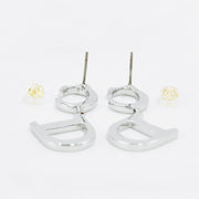 Christian Dior silver giant logo stud dangling earrings