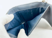 Lady Dior dark blue / grey bifold compact wallet, gold hardware, patent leather