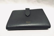 Celine medium grey and gold hardware strap compact bifold wallet
