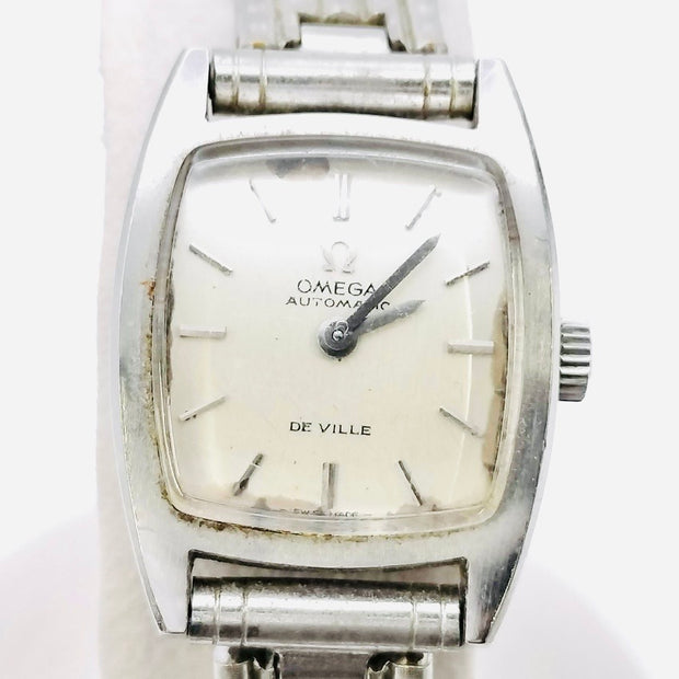Vintage omega automatic de ville stainless steel white dial watch