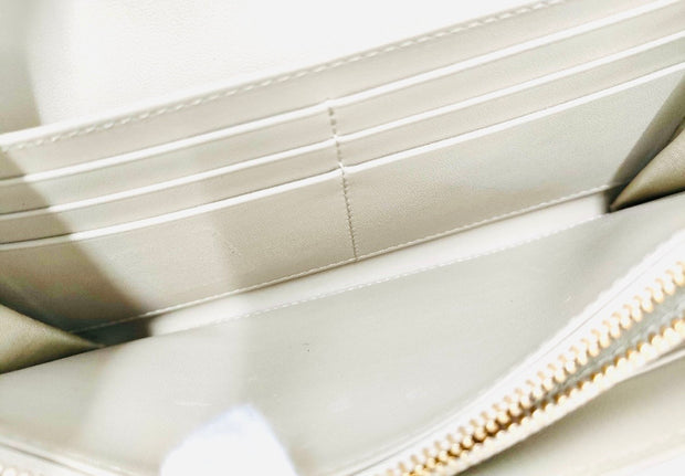 Christian Dior iridescent silver gold hardware caro orchard 30 Montaigne flap long wallet