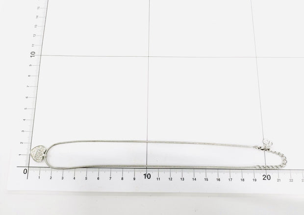 Christian Dior vintage adjustable silver crystals heart logo pendant necklace