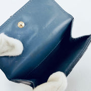 Lady Dior dark blue / grey bifold compact wallet, gold hardware, patent leather