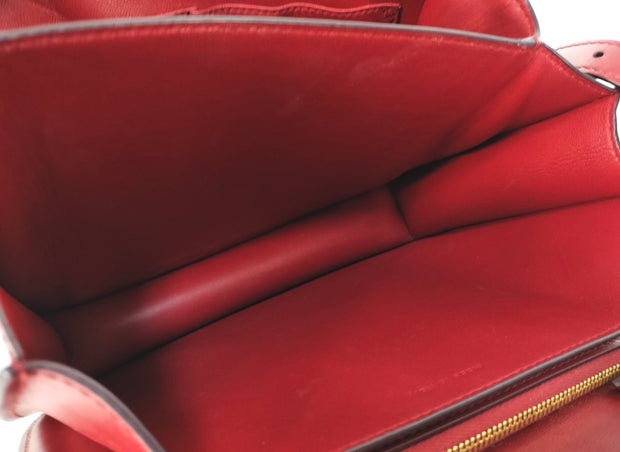 Celine classic medium smooth leather box bag, red and gold hardware