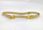 Vintage Chanel beige and gold hardware double CC logo belt