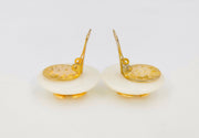 Vintage Chanel cc logo and pearl gold clip on earrings